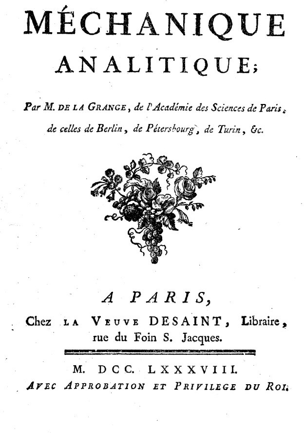 La Méchanique Analitique par M. De La Grande de l'Académie des Sciences de Paris